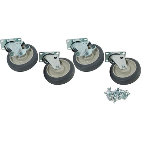Allpoints Plate Caster Set (4), 5" Standard Duty, Swivel 264704
